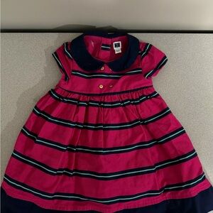Janie and Jack Pink and Navy Striped Dress size 6-12 months